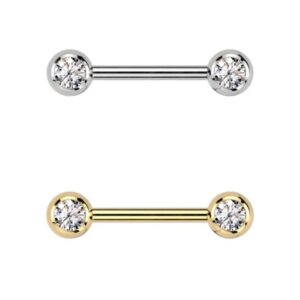 Piercing Jewellery Straight Barbell with Diamonds Silver Gold